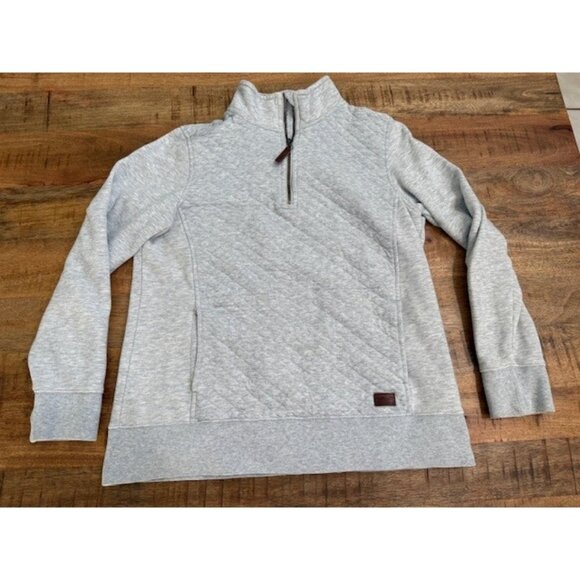 L.L. Bean Tops - LL Bean Quilted Quarter Zip Womens Medium Jacket Sweater Pullover Gray Mock Neck